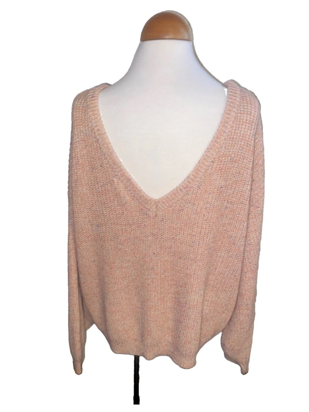 LOVE RICHE Pink Oversized Chunky Sweater V Back Size large - Picture 5 of 6